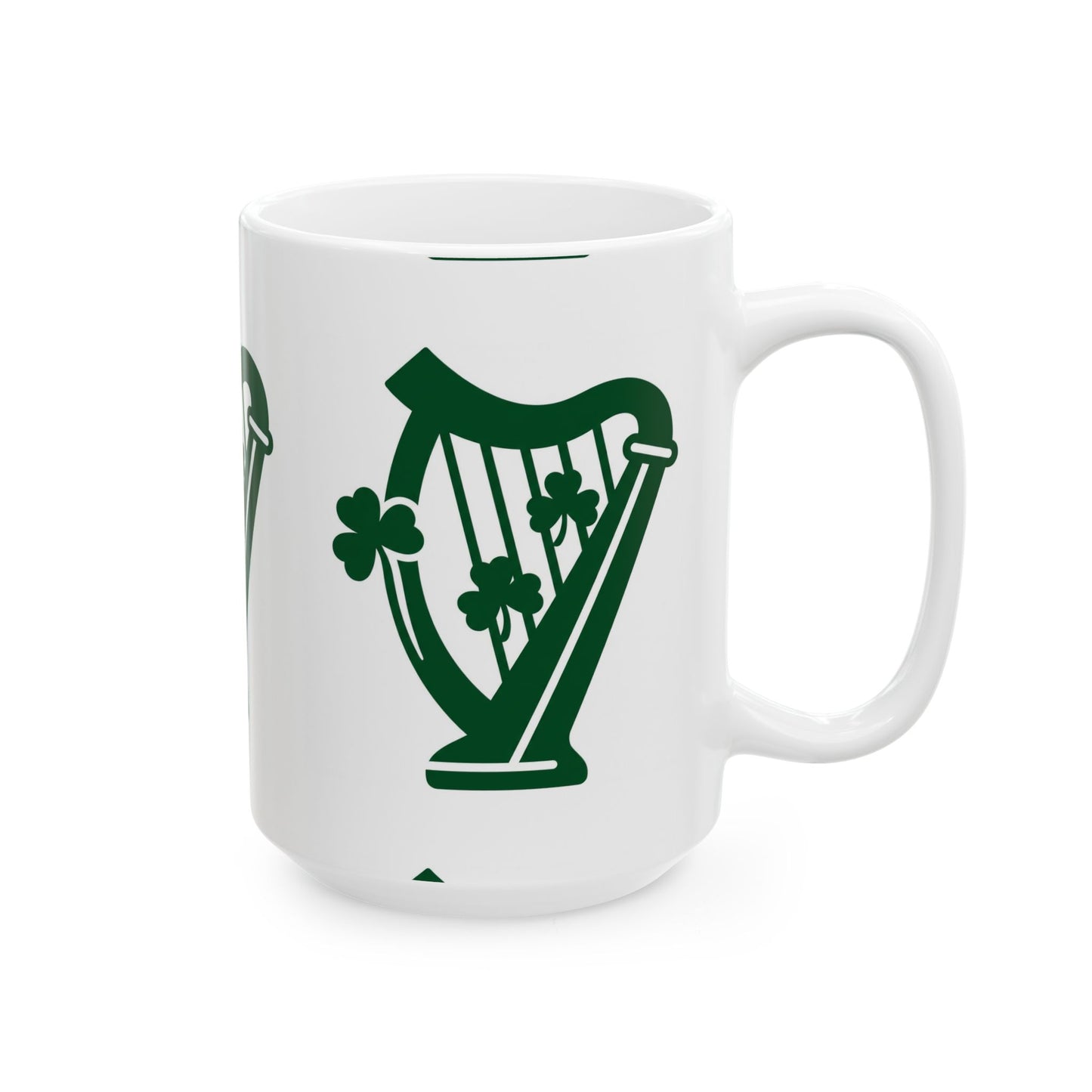Shamrock Harp Ceramic Mug — Irish St. Patrick's Day Coffee Cup (11oz & 15oz)