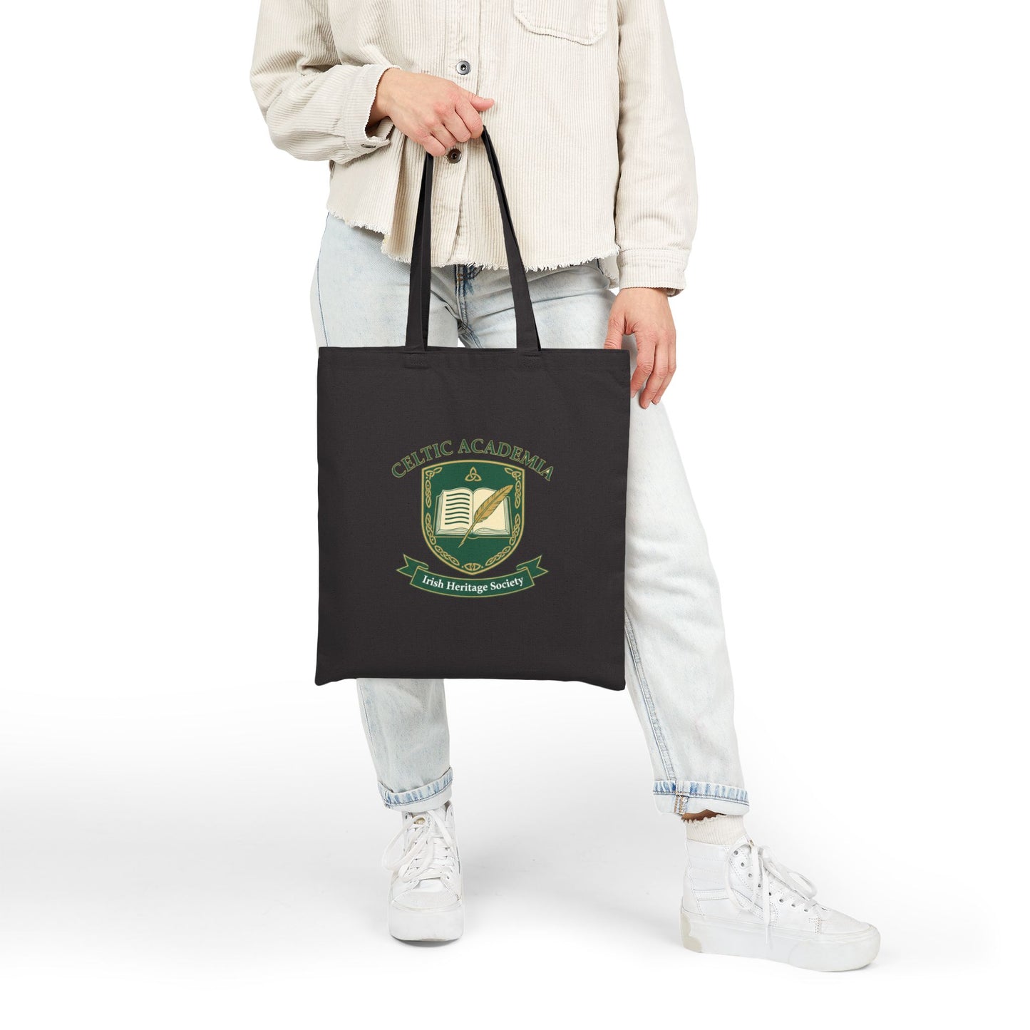Celtic Academia Canvas Tote Bag — Irish Heritage Society Book Tote