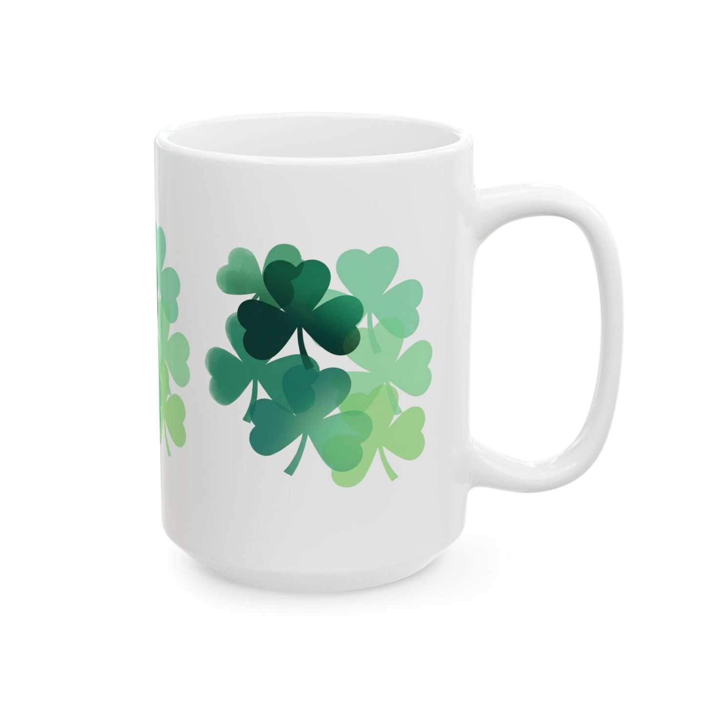 St. Patrick’s Shamrock Ceramic Mug — Green Clover Pattern (11oz, 15oz)