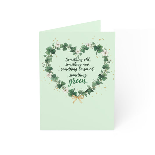 St. Patrick's Day Wedding Card — "Something old, something new, something borrowed, something green" — Personalized Congratulations