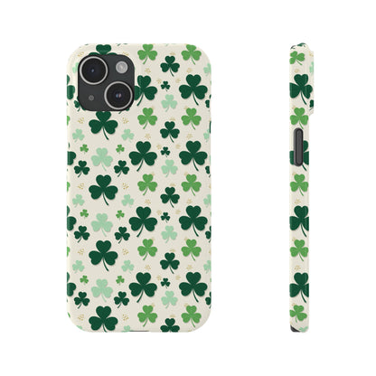 Shamrock Pattern Slim Phone Case — Irish Clover Protective Cover