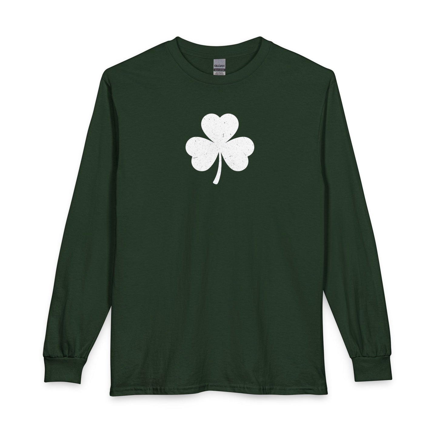 Personalize Long Sleeve T-Shirt - Minimal White Chest Shamrock Graphic