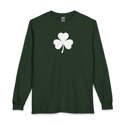 Personalize Long Sleeve T-Shirt - Minimal White Chest Shamrock Graphic