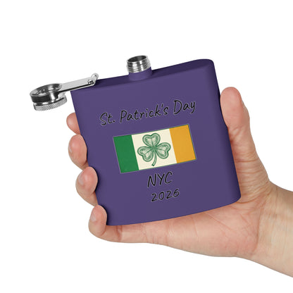 Stainless Steel Flask — Personalize St. Patrick's Day NYC 2026 Design
