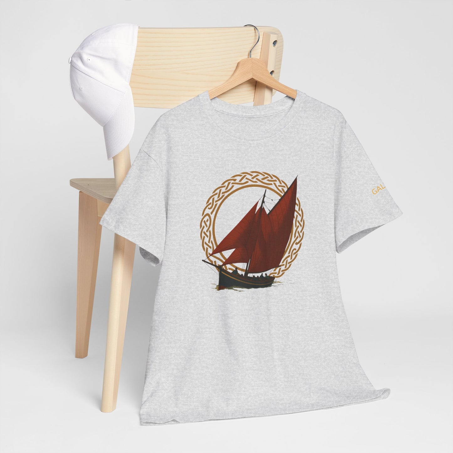 Galway Hooker Nautical T‑Shirt — "Heritage Sails On" Personalized Back & Sleeve Tee