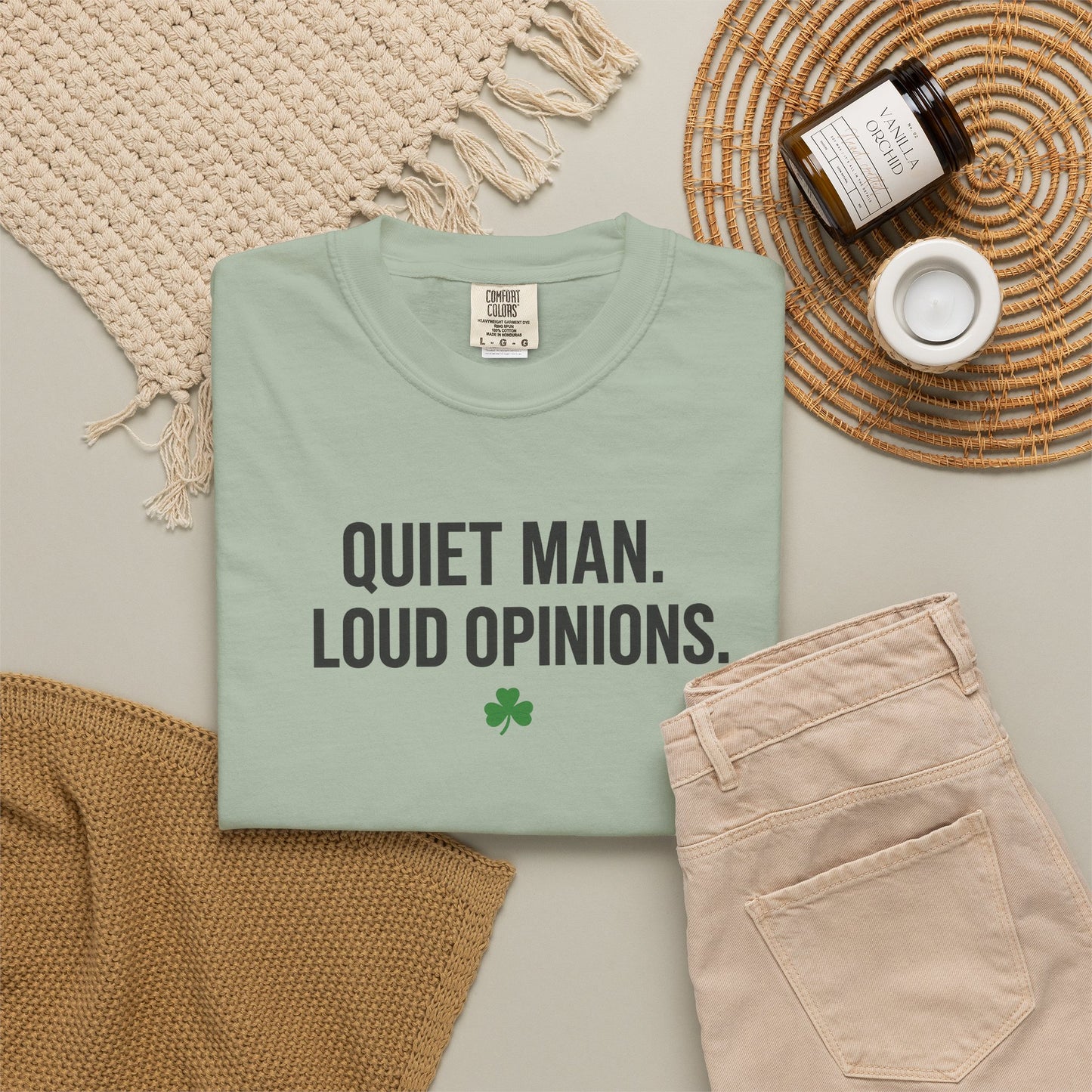 Quiet Man Loud Opinions T-Shirt — Funny Father's Day Tee with Shamrock