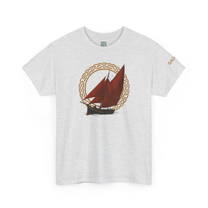 Galway Hooker Nautical T‑Shirt — "Heritage Sails On" Personalized Back & Sleeve Tee