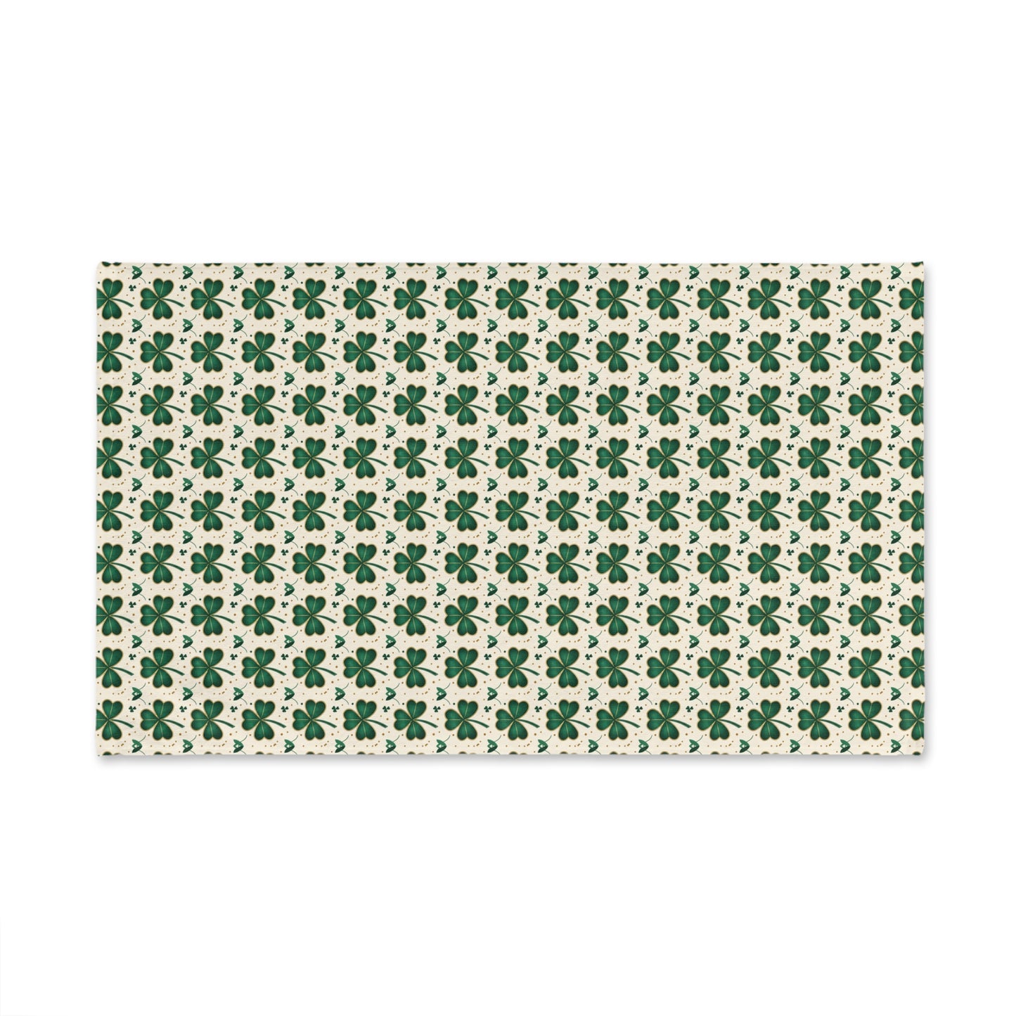 Shamrock Pattern Hand Towel — St. Patrick's Day Green Clover Kitchen Linen