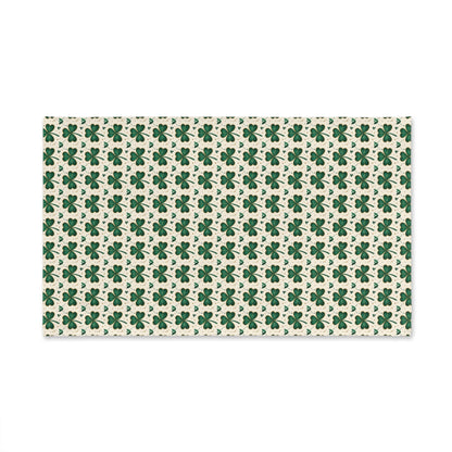 Shamrock Pattern Hand Towel — St. Patrick's Day Green Clover Kitchen Linen