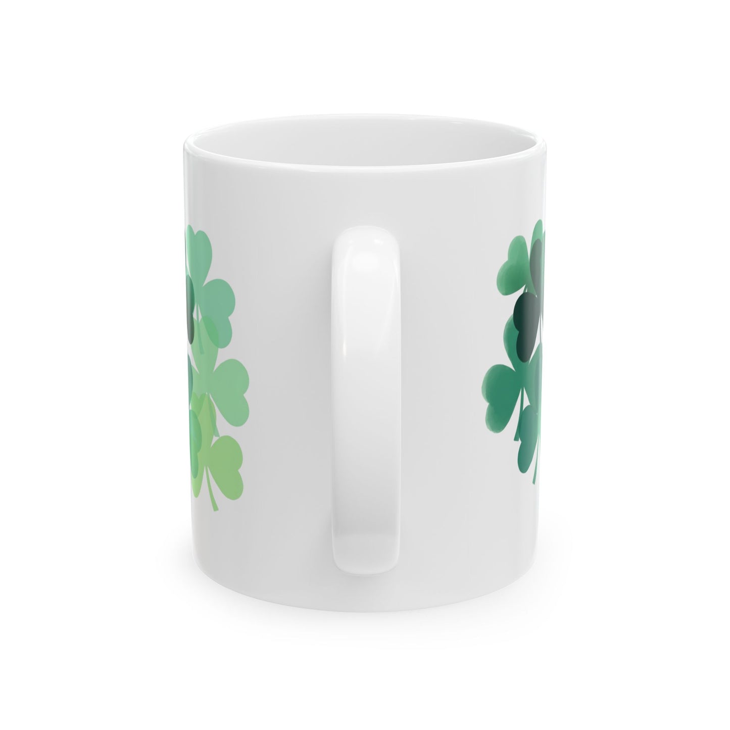 St. Patrick’s Shamrock Ceramic Mug — Green Clover Pattern (11oz, 15oz)