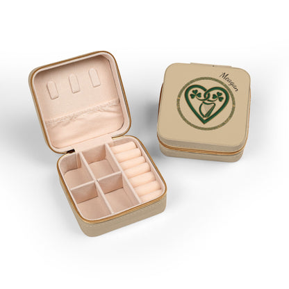 Personalized Irish Design Jewelry Travel Case — Compact Zippered Organizer with Ring & Earring Compartments (Add Name, Quote or Date)