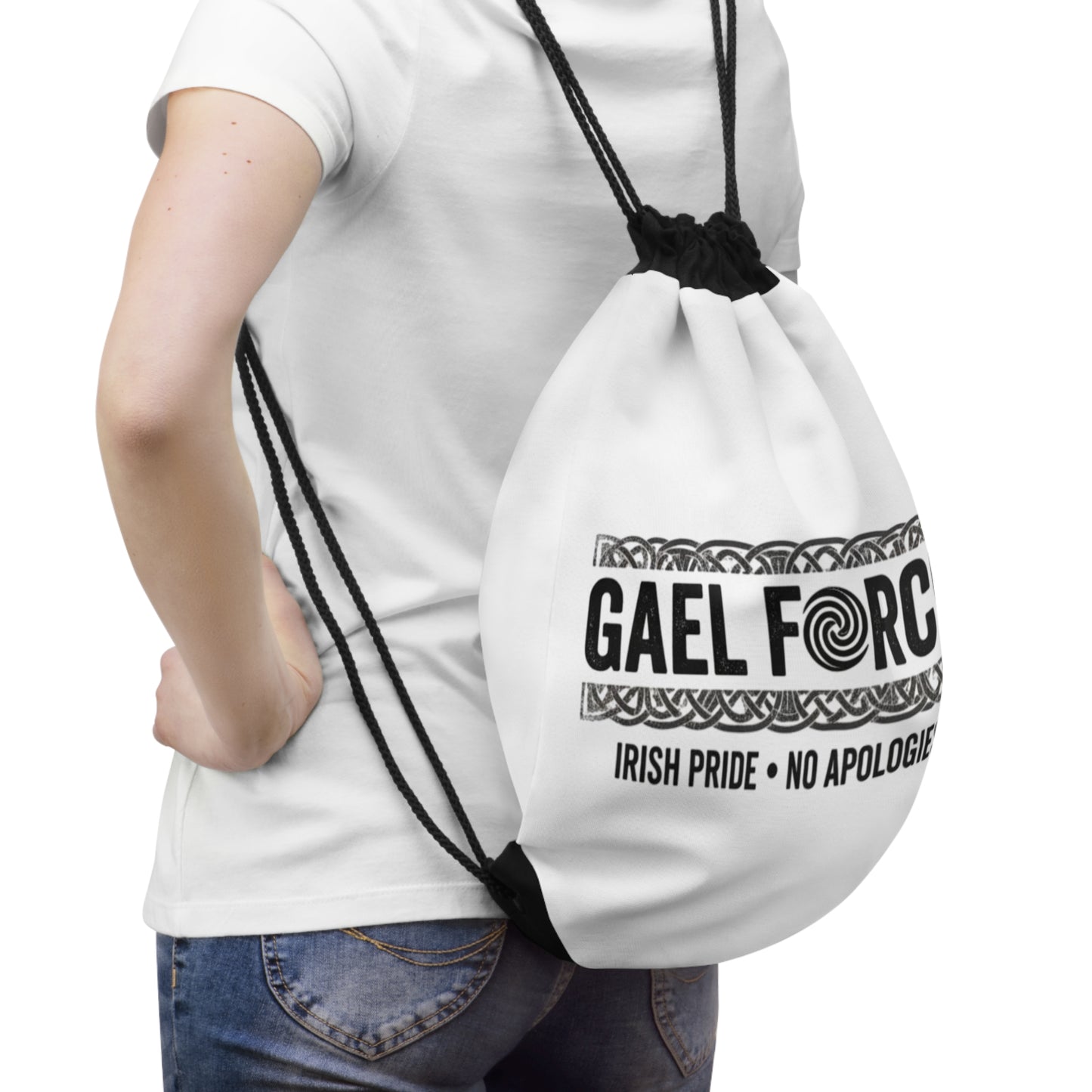 Gael Force Drawstring Bag — Irish Pride 'No Apologies' Gym Sack (Custom Name Available)