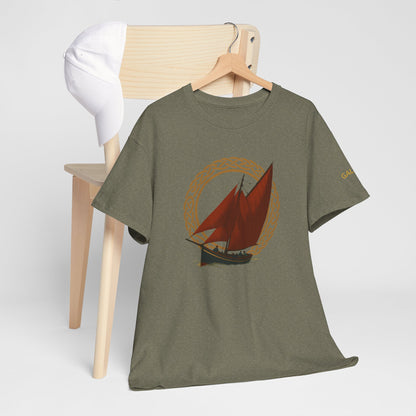 Galway Hooker Nautical T‑Shirt — "Heritage Sails On" Personalized Back & Sleeve Tee