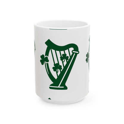 Shamrock Harp Ceramic Mug — Irish St. Patrick's Day Coffee Cup (11oz & 15oz)