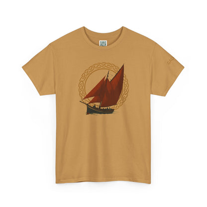 Galway Hooker Nautical T‑Shirt — "Heritage Sails On" Personalized Back & Sleeve Tee