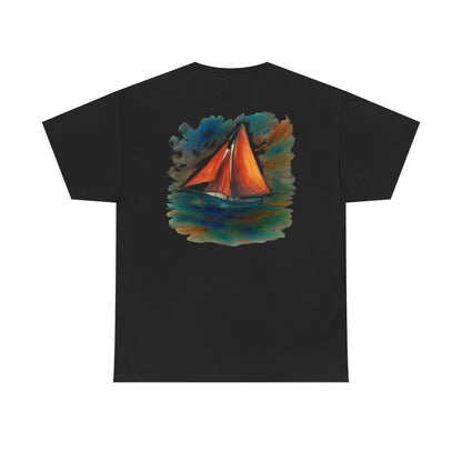 Personalized Irish Tides Unisex Heavy Cotton Tee | Galway Hooker Watercolor | Nautical Ocean Lover Gift