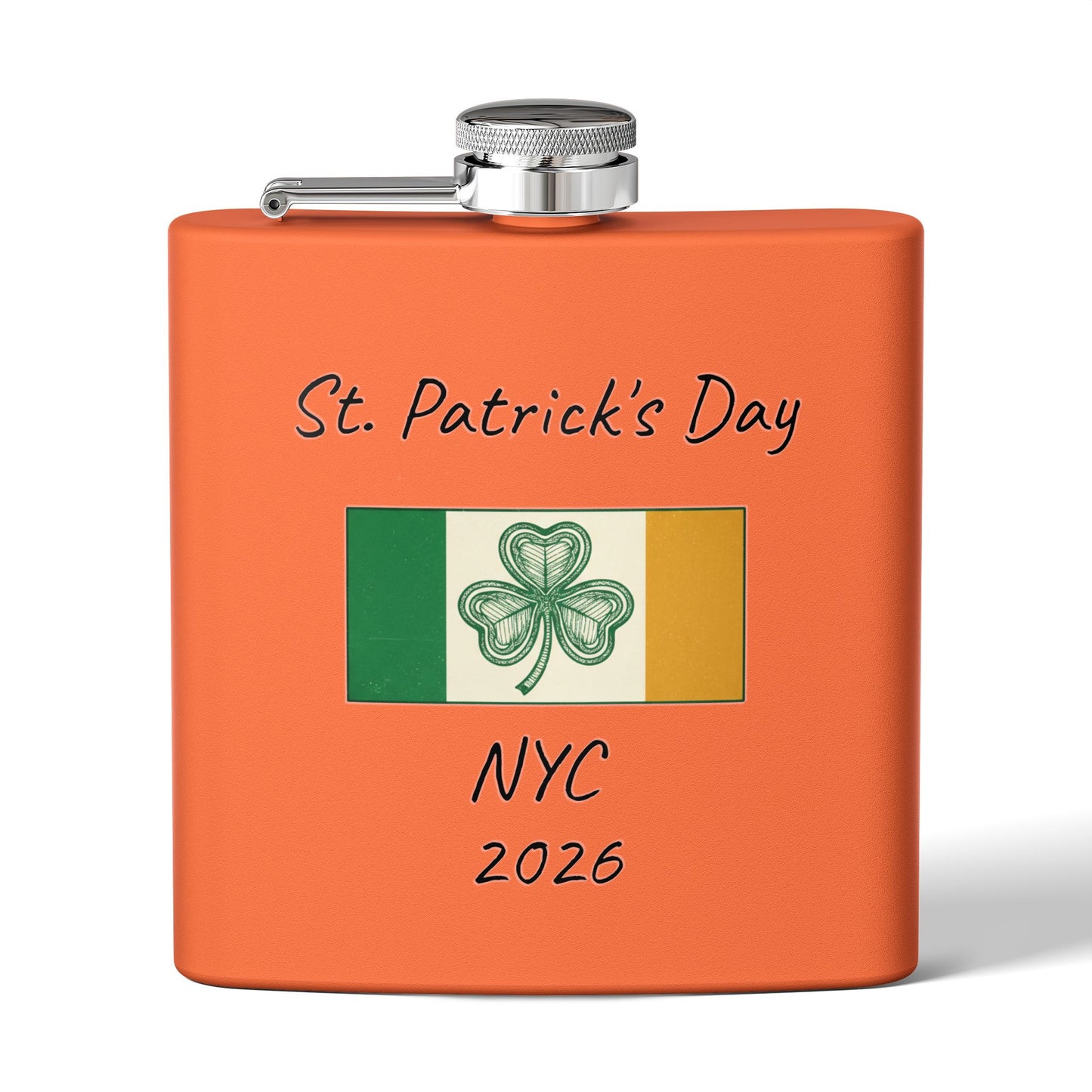 Stainless Steel Flask — Personalize St. Patrick's Day NYC 2026 Design
