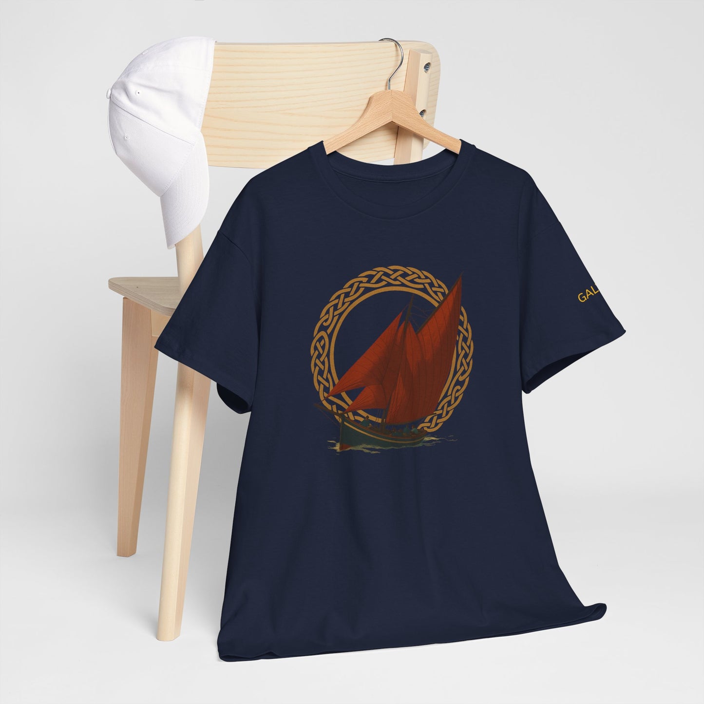 Galway Hooker Nautical T‑Shirt — "Heritage Sails On" Personalized Back & Sleeve Tee
