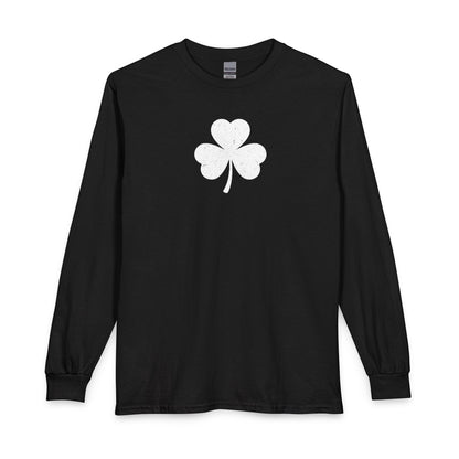Personalize Long Sleeve T-Shirt - Minimal White Chest Shamrock Graphic