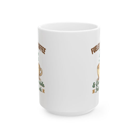 Fueled by Coffee & Caffeine and Irish Luck Ceramic Mug — Retro St. Patrick’s Coffee Gift (11oz, 15oz)