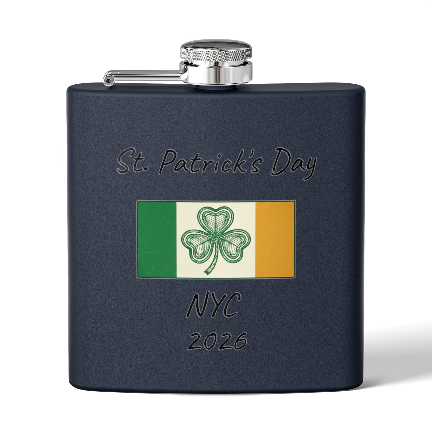 Stainless Steel Flask — Personalize St. Patrick's Day NYC 2026 Design