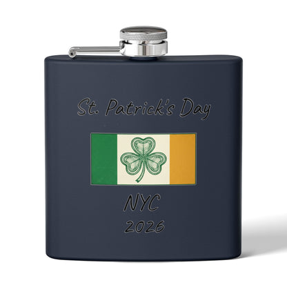 Stainless Steel Flask — Personalize St. Patrick's Day NYC 2026 Design