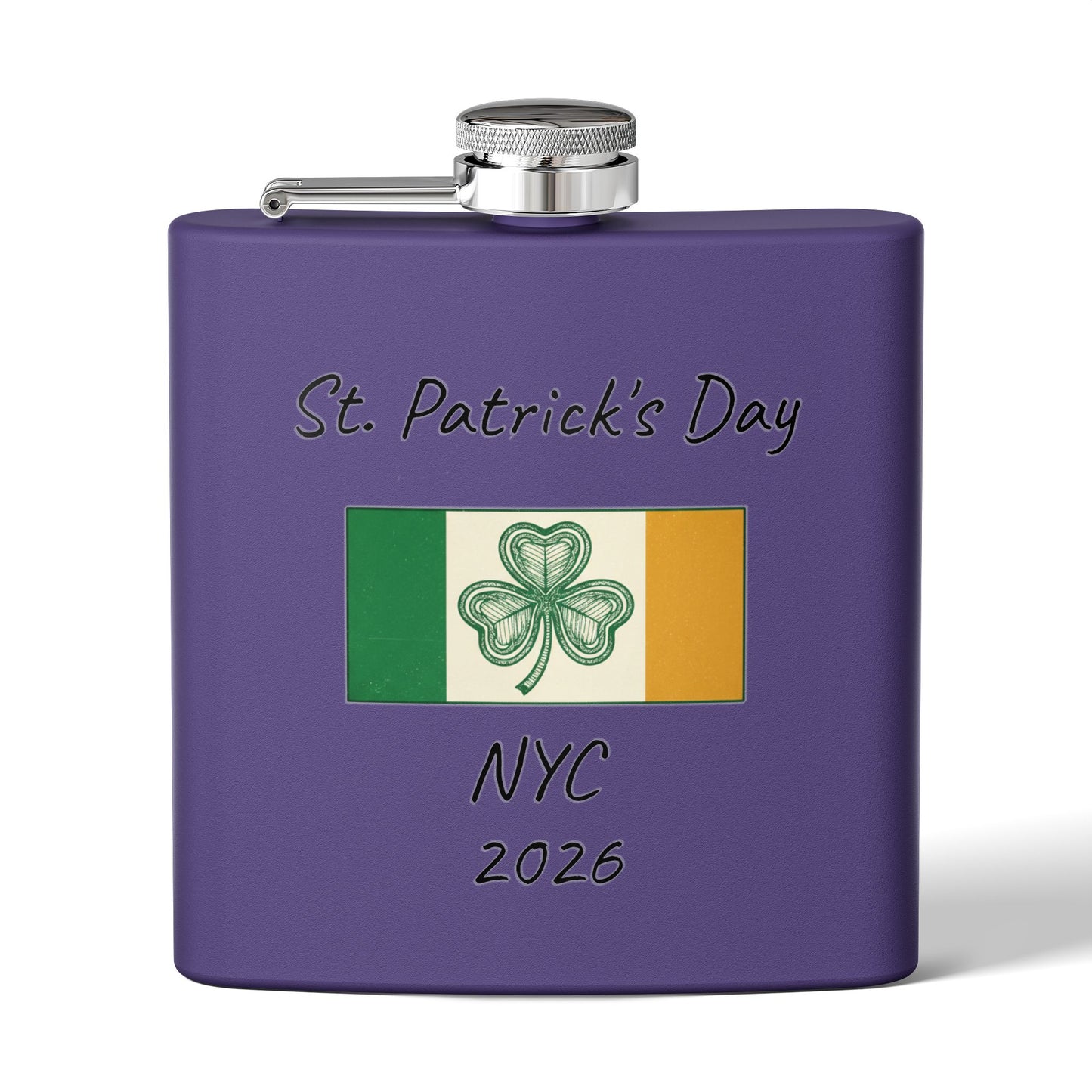 Stainless Steel Flask — Personalize St. Patrick's Day NYC 2026 Design