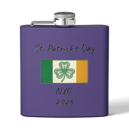 Stainless Steel Flask — Personalize St. Patrick's Day NYC 2026 Design