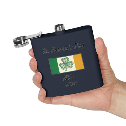 Stainless Steel Flask — Personalize St. Patrick's Day NYC 2026 Design