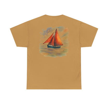 Personalized Irish Tides Unisex Heavy Cotton Tee | Galway Hooker Watercolor | Nautical Ocean Lover Gift