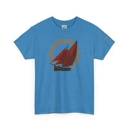 Galway Hooker Nautical T‑Shirt — "Heritage Sails On" Personalized Back & Sleeve Tee