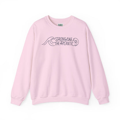 Irish Crewneck Sweatshirt — "Strong Like the Atlantic" Minimal Wave Design