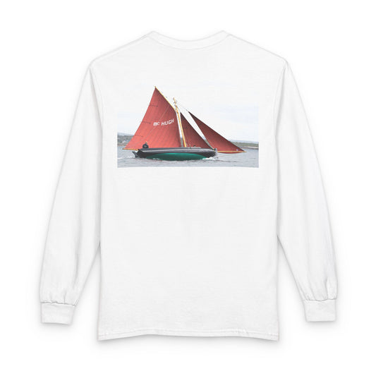 Personalized Galway Hooker Long Sleeve Tee — Custom Boat Photo & Name
