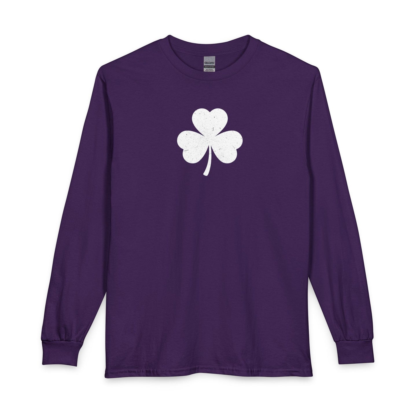 Personalize Long Sleeve T-Shirt - Minimal White Chest Shamrock Graphic