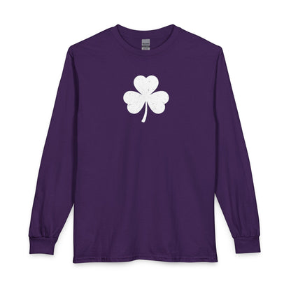 Personalize Long Sleeve T-Shirt - Minimal White Chest Shamrock Graphic
