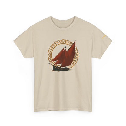 Galway Hooker Nautical T‑Shirt — "Heritage Sails On" Personalized Back & Sleeve Tee