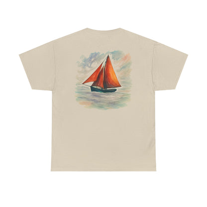 Personalized Irish Tides Unisex Heavy Cotton Tee | Galway Hooker Watercolor | Nautical Ocean Lover Gift