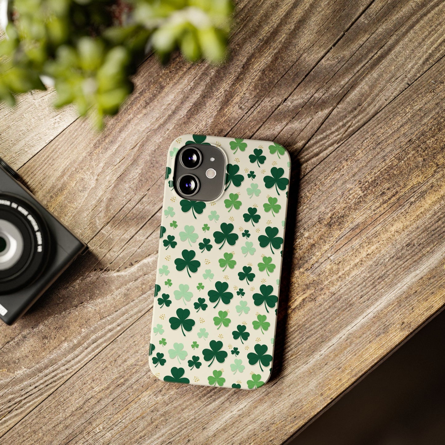 Shamrock Pattern Slim Phone Case — Irish Clover Protective Cover