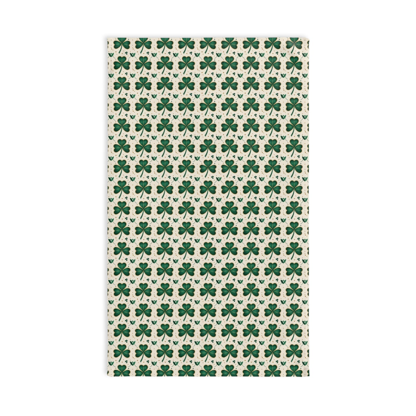 Shamrock Pattern Hand Towel — St. Patrick's Day Green Clover Kitchen Linen