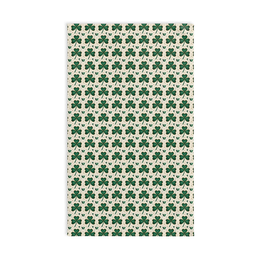 Shamrock Pattern Hand Towel — St. Patrick's Day Green Clover Kitchen Linen