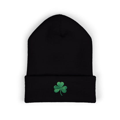 Embroidered Shamrock Beanie — St. Patrick's Day Cuffed Hat