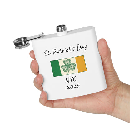 Stainless Steel Flask — Personalize St. Patrick's Day NYC 2026 Design