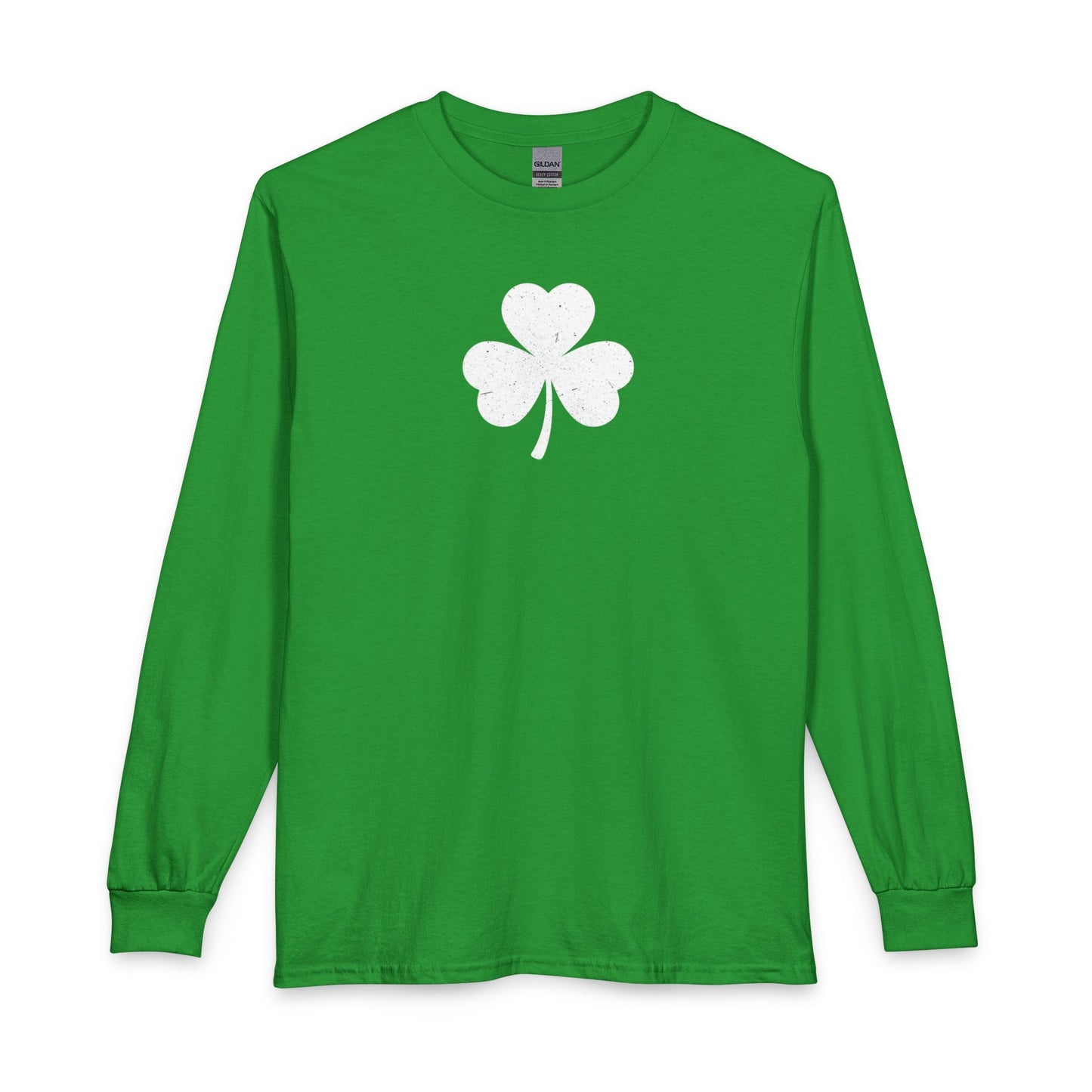 Personalize Long Sleeve T-Shirt - Minimal White Chest Shamrock Graphic
