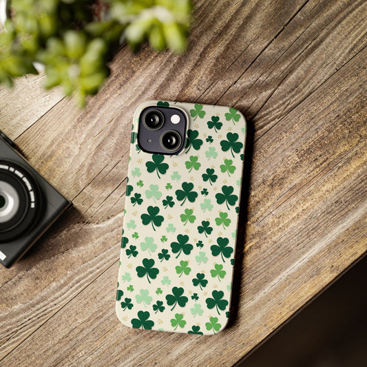 Shamrock Pattern Slim Phone Case — Irish Clover Protective Cover