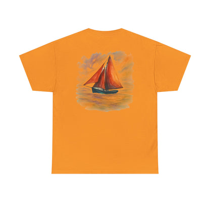Personalized Irish Tides Unisex Heavy Cotton Tee | Galway Hooker Watercolor | Nautical Ocean Lover Gift