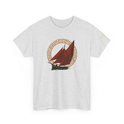 Galway Hooker Nautical T‑Shirt — "Heritage Sails On" Personalized Back & Sleeve Tee