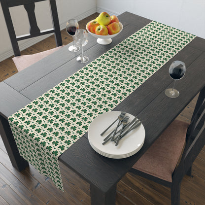 Shamrock Pattern Table Runner — Green Clover St. Patrick’s Day Decor