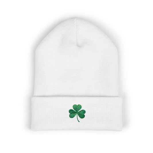 Embroidered Shamrock Beanie — St. Patrick's Day Cuffed Hat