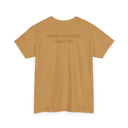 Galway Hooker Nautical T‑Shirt — "Heritage Sails On" Personalized Back & Sleeve Tee