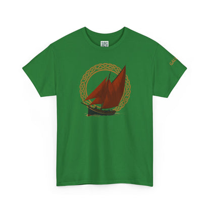 Galway Hooker Nautical T‑Shirt — "Heritage Sails On" Personalized Back & Sleeve Tee